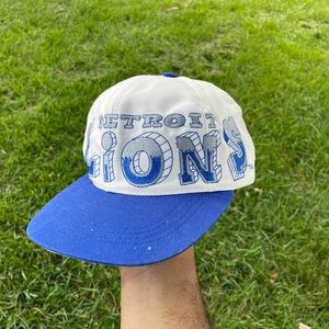 Vintage 90s Detroit Lions Graffiti Hat Drew Pearson Snapback Youth